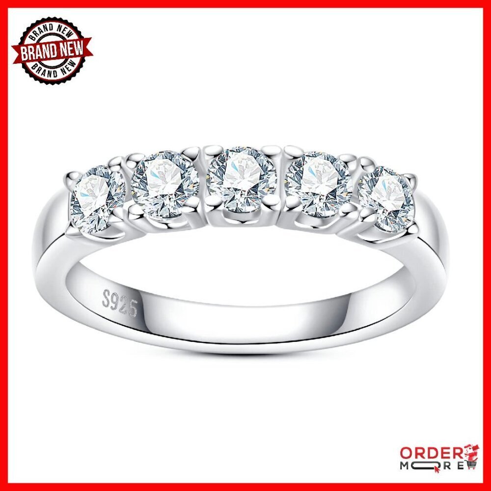 Sterling Silver Moissanite Eternity Ring Wedding Band D Color VVS1 Clarity